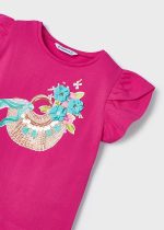 MAYORAL Dievčenské tričko ružové potlač kvet Tshirt better cotton pink 3091 | Welcomebaby.sk