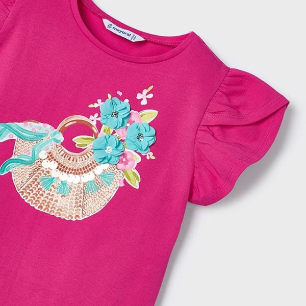 MAYORAL Dievčenské tričko ružové potlač kvet Tshirt better cotton pink 3091 | Welcomebaby.sk