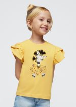 MAYORAL Dievčenské tričko s krátkym rukávom s potlačou žlté Girl print tshirt honey 3091 | Welcomebaby.sk