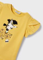 MAYORAL Dievčenské tričko s krátkym rukávom s potlačou žlté Girl print tshirt honey 3091 | Welcomebaby.sk