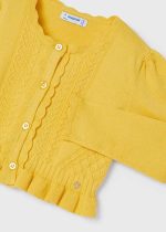 MAYORAL Dievčenský pletený sveter žltý Girl knit cardigan honey 3354 | Welcomebaby.sk