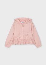 MAYORAL Dievčenská mikina s volánom a kapucňou ružová Girl zip ruffle hoodie blush 3477 | Welcomebaby.sk