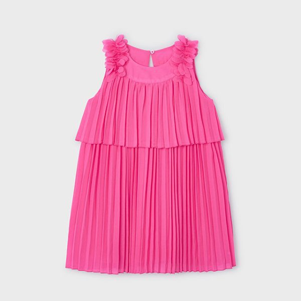 MAYORAL Skladané šaty na ramienka ružové Girl pleated dress fuchsia 3920 | Welcomebaby.sk