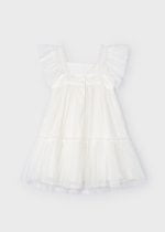 MAYORAL Tylové šaty s kvetmi jemne krémové Tulle dress off white 3929 | Welcomebaby.sk