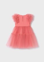 ABEL & LULA Tylové šaty s nariasenými rukávmi Tulle dress 5047 salmon | Welcomebaby.sk