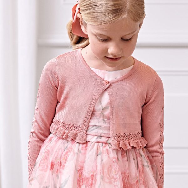 ABEL & LULA Bolerko so zvlneným dizajnom ružové Knit bolero blush 5367 | Welcomebaby.sk