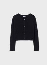 MAYORAL Dievčenský rebrovaný sveter čierny Girl tricot cardigan black 6338 | Welcomebaby.sk