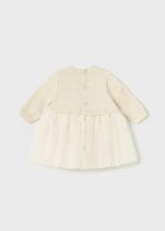 MAYORAL Dievčenské elegantné šaty béžové Pleated knit tulle dress for baby champagne 2858 | Welcomebaby.sk