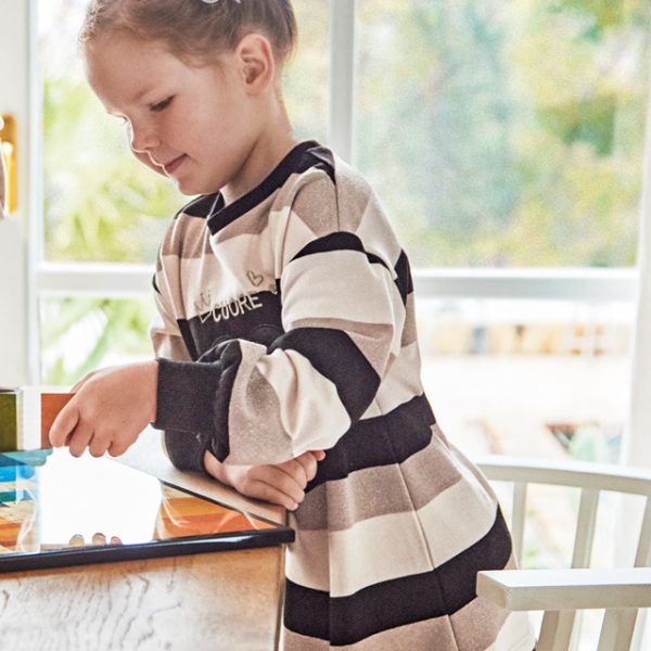 MAYORAL Dievčenské teplákové šaty s dlhým rukávom pruhované Girl stripes dress 4930 | Welcomebaby.sk