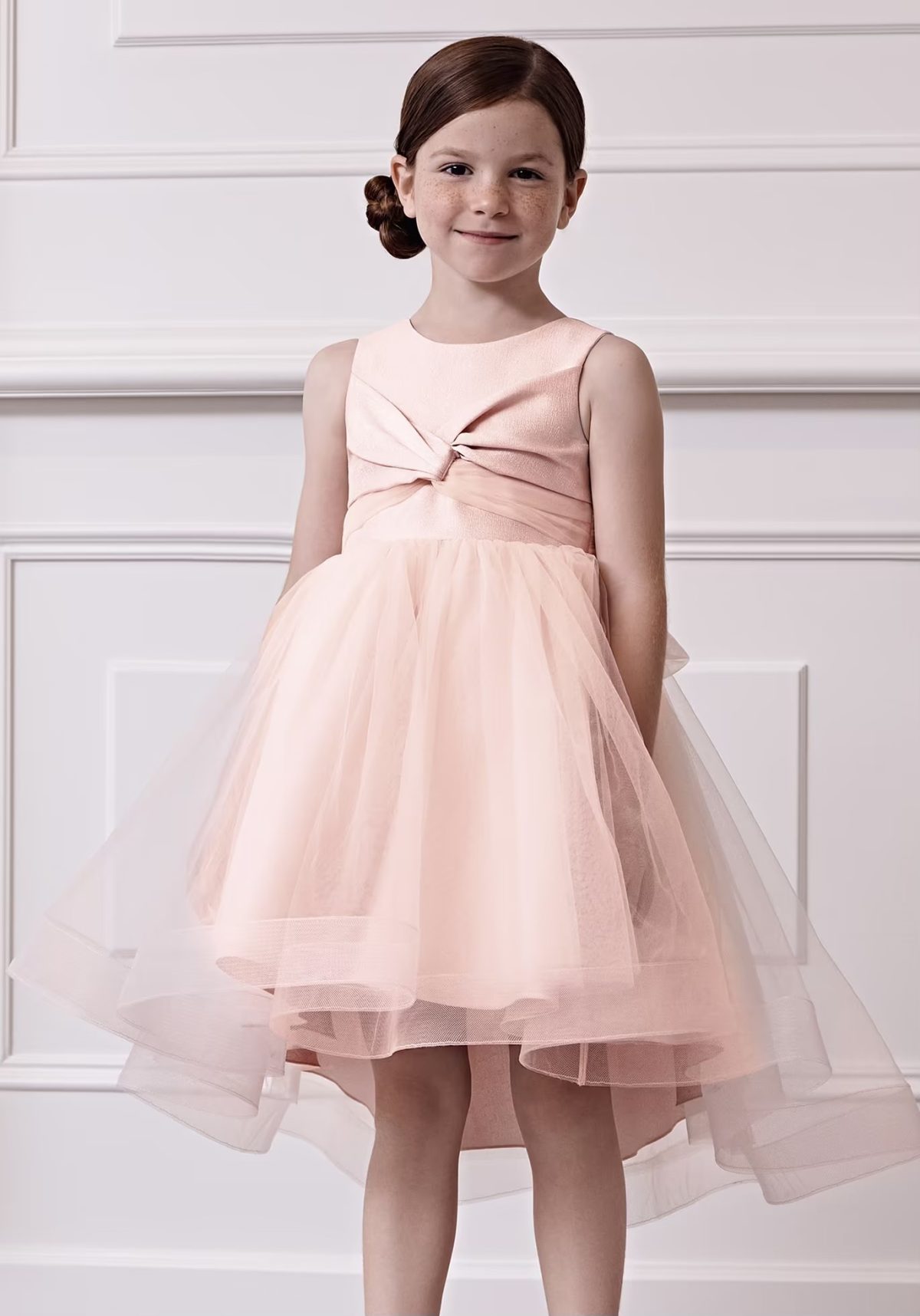 ABEL & LULA Tylové šaty s veľkou mašľou ružové Shimer tulle dress pink 5037 | Welcomebaby.sk