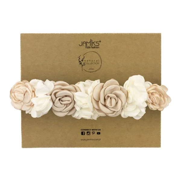 JAMIKS Čelenka s kvetmi CAMI béžová Headband with flowers beige JLG027 | Welcomebaby.sk