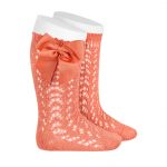 CÓNDOR Háčkované podkolienky so saténovou mašľou peony Openwork knee socks with bow 2519 | Welcomebaby.sk