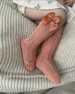 CÓNDOR Háčkované podkolienky so saténovou mašľou peony Openwork knee socks with bow 2519 | Welcomebaby.sk