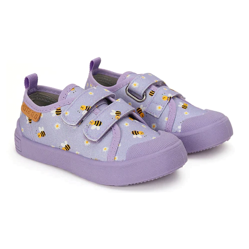DD STEP Dievčenské plátenky s kvetmi včielky fialové Shoes girl lavender violet CSG 41272 | Welcomebaby.sk