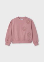 MAYORAL Dievčenský sveter s kvetmi ružový Girl Flower Applique Jumper rose 4478 | Welcomebaby.sk