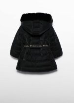 ABEL & LULA Zimná bunda čierna s kapucňou a opaskom Belt coat black 5839 | Welcomebaby.sk