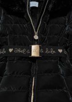 ABEL & LULA Zimná bunda čierna s kapucňou a opaskom Belt coat black 5839 | Welcomebaby.sk