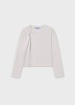 MAYORAL Dievčenské tričko s dlhým rukávom biele Long sleeved tshirt natural 7007 | Welcomebaby.sk