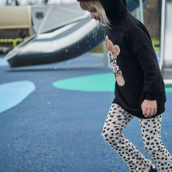 MAYORAL Rebrované legíny vzorované Girls printed flared leggings sand 4717 | Welcomebaby.sk