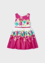 MAYORAL Dievčenské elegantné šaty s kvetmi a opaskom ružové Girl polin belted dress fuchsia 3921 | Welcomebaby.sk