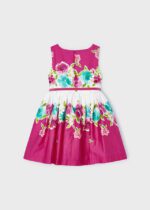 MAYORAL Dievčenské elegantné šaty s kvetmi a opaskom ružové Girl polin belted dress fuchsia 3921 | Welcomebaby.sk