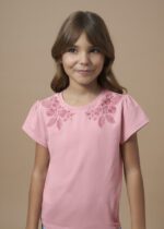 MAYORAL Tričko s krátkym rukávom s výšivkou ružové Tshirt short sleeves rosa 6012 | Welcomebaby.sk