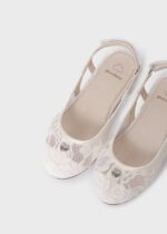 MAYORAL Baleríny biele s otvorenou pätou Girl Lace Ballerina Flats Sustainable Leather 43530 | Welcomebaby.sk