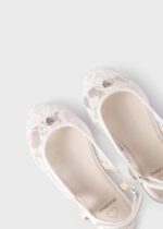 MAYORAL Baleríny biele s otvorenou pätou Girl Lace Ballerina Flats Sustainable Leather 43530 | Welcomebaby.sk