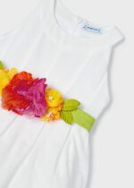 MAYORAL Šaty s opaskom s kvetmi biele Drees white 3959 | Welcomebaby.sk