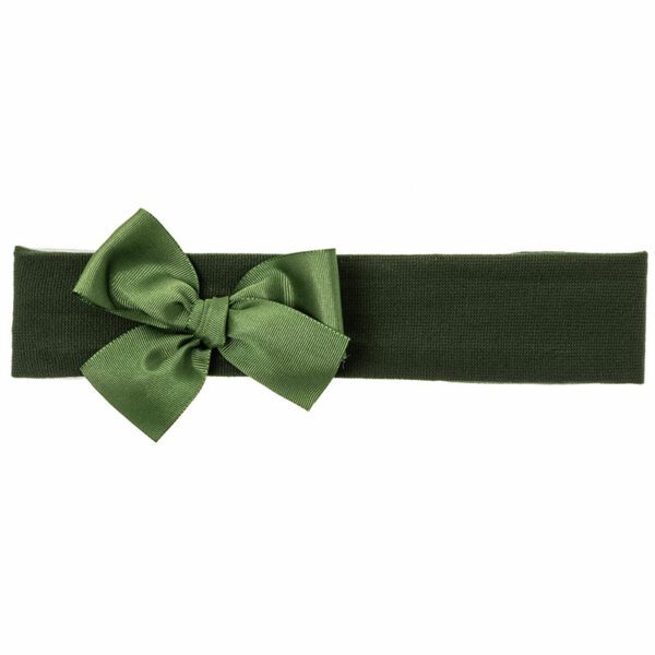 Čelenka tmavozelená so saténovou mašľou Headband with hairbow dark green 265107430 | Welcomebaby.sk