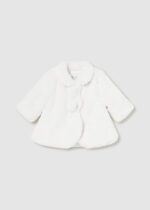 MAYORAL Kožušinový kabát pre bábätká biely Newborn girl fur coat white 2451 | Welcomebaby.sk