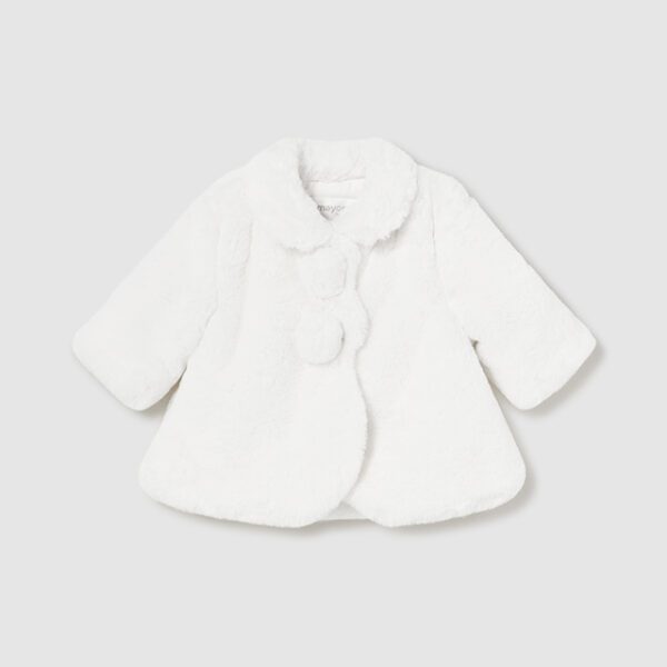 MAYORAL Kožušinový kabát pre bábätká biely Newborn girl fur coat white 2451 | Welcomebaby.sk