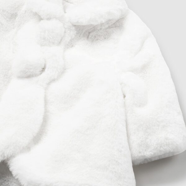 MAYORAL Kožušinový kabát pre bábätká biely Newborn girl fur coat white 2451 | Welcomebaby.sk