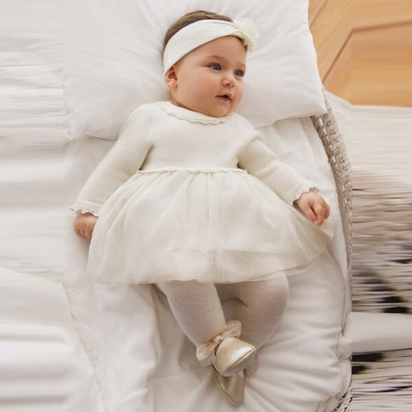 MAYORAL Tylové šaty pre bábätká biele Glitter tulle dress baby white 2806 | Welcomebaby.sk