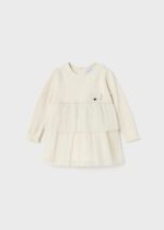 MAYORAL Šaty pre bábätká krémové Baby combined dress cream 2997 | Welcomebaby.sk