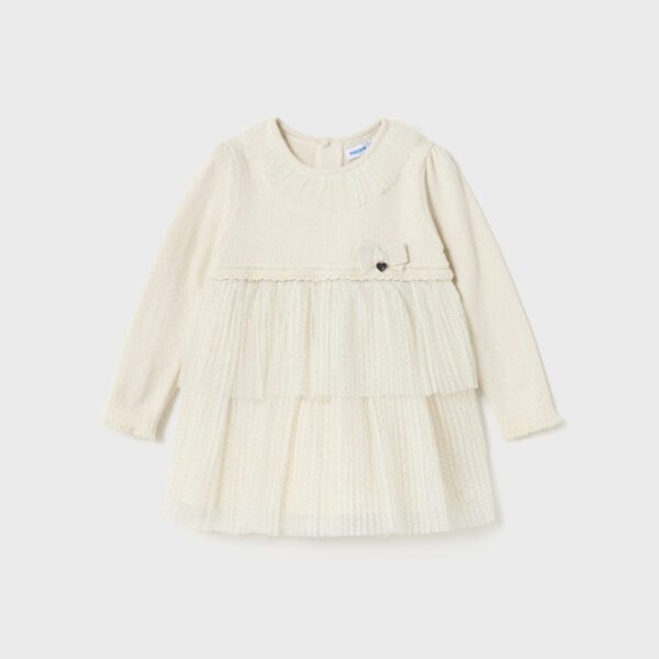 MAYORAL Šaty pre bábätká krémové Baby combined dress cream 2997 | Welcomebaby.sk