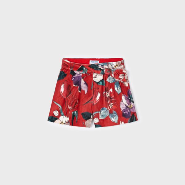 MAYORAL Kvetované velúrové šortky červené Shorts red flower 4221 | Welcomebaby.sk