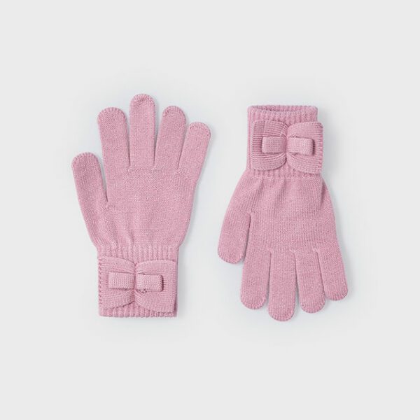 MAYORAL Rukavice s mašľou ružové Girl bow gloves rose 10816 | Welcomebaby.sk