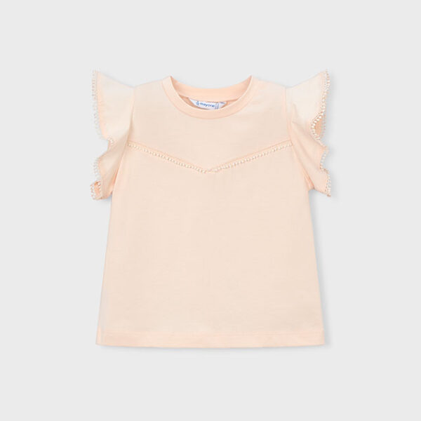 MAYORAL Tričko s krátkym rukávom 3008 Ruffled t-shirt salmon | Welcomebaby.sk