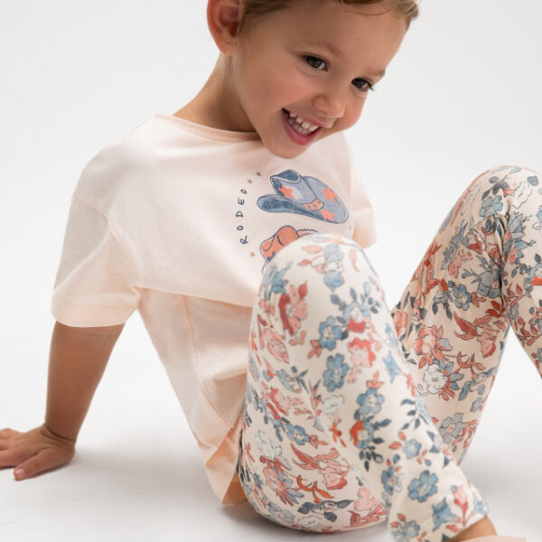 MAYORAL Legínový set s tričkom 3727 Printed leggings and tshirt salmon | Welcomebaby.sk