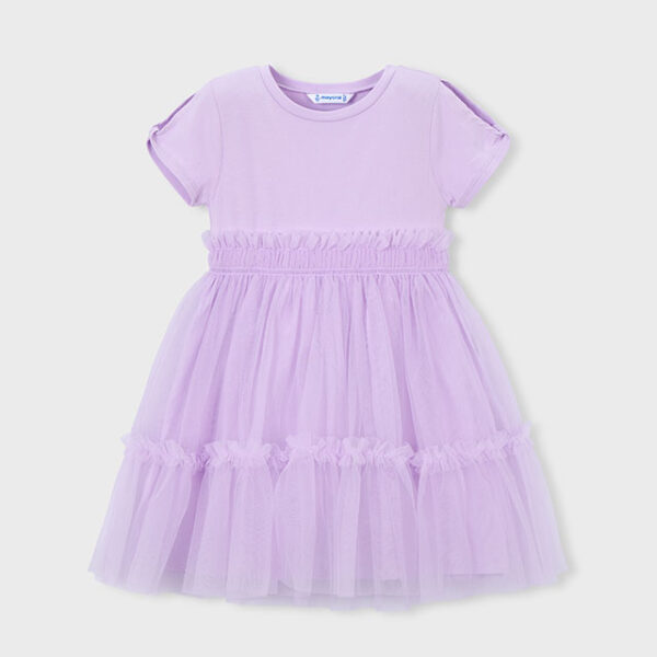 MAYORAL Tylové šaty 3915 Combination dress mauve | Welcomebaby.sk