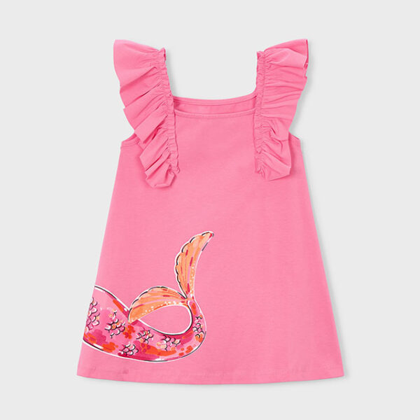 MAYORAL Šaty s volánovými ramienkami 3943 Ruffled knit dress geranium | Welcomebaby.sk