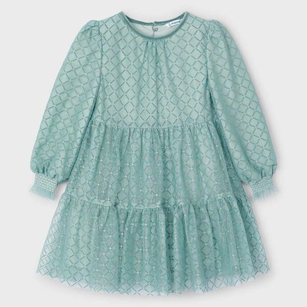 MAYORAL Tylové šaty zelené Tulle dress jade 4910 | Welcomebaby.sk