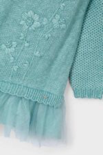 MAYORAL Pletené tylové šaty zelené Girl combined knit tulle dress jade 4918 | Welcomebaby.sk