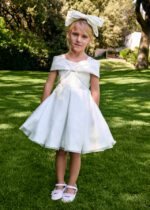 ABEL & LULA Šaty s veľkou mašľou biele Girl organza bow dress white 5031 | Welcomebaby.sk