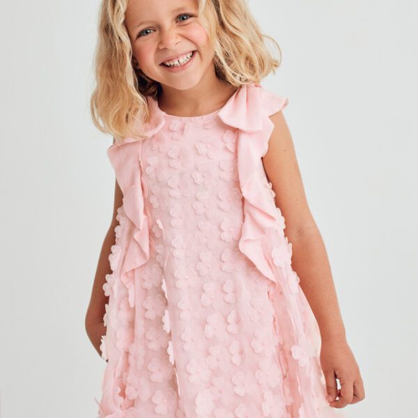 ABEL & LULA Šaty s kvetmi a volánmi ružové Girl flower bambula dress peony 5042 | Welcomebaby.sk