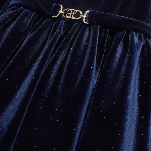 ABEL & LULA Zimné velvet šaty tmavomodré s dlhým rukávom Dress navy blue 5536 | Welcomebaby.sk
