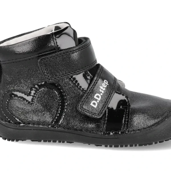 DD STEP Lesklé prechodné topánky barefoot kotníkové A063-52818 čierne | Welcomebaby.sk