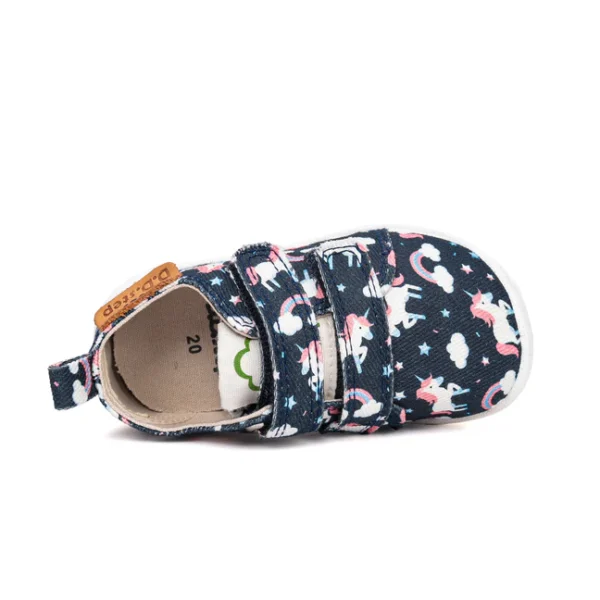DD STEP Plátenky barefoot C086 52832M s koníkmi unicorn modré Shoes horse royal blue | Welcomebaby.sk