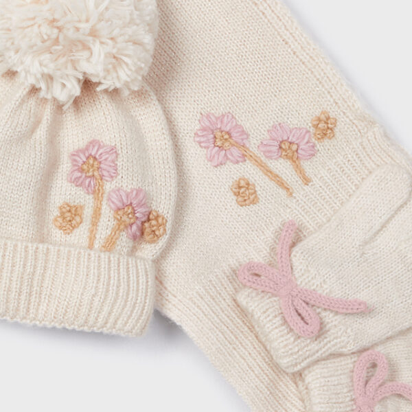 MAYRAOL Čiapka, šál a rukavice krémové 10110 Girls 3 piece scarf set crudo | Welcomebaby.sk
